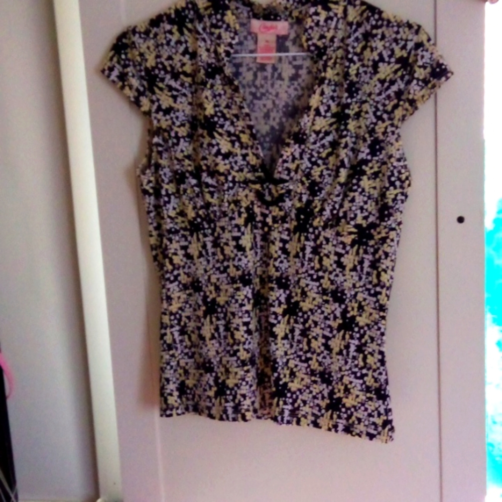 Blouse, size medium yellow,black grey. Summer top